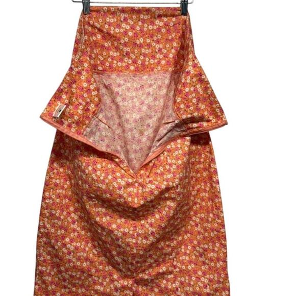 New Motherhood Strapless Peach Floral Cottagecore Maternity Dress Size Large (L) - Picture 2 of 9